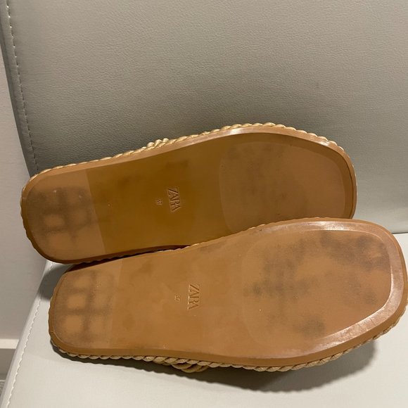 Zara Low Heel Knotted Sandals Taupe 2607/810 Size 37 Euro 6.5 US Women - Picture 7 of 10